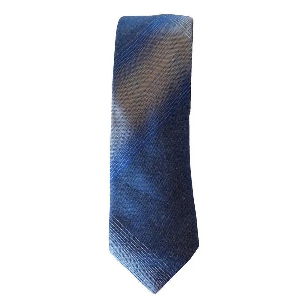 SEAN JOHN Blue Gray Melange Jumbo Plaid Silk Blend Slim Tie